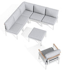 Ensemble de meubles de patio en aluminium 6/7/8 pièces Ensemble de conversation d'extérieur moderne Ensemble de canapé sectionnel