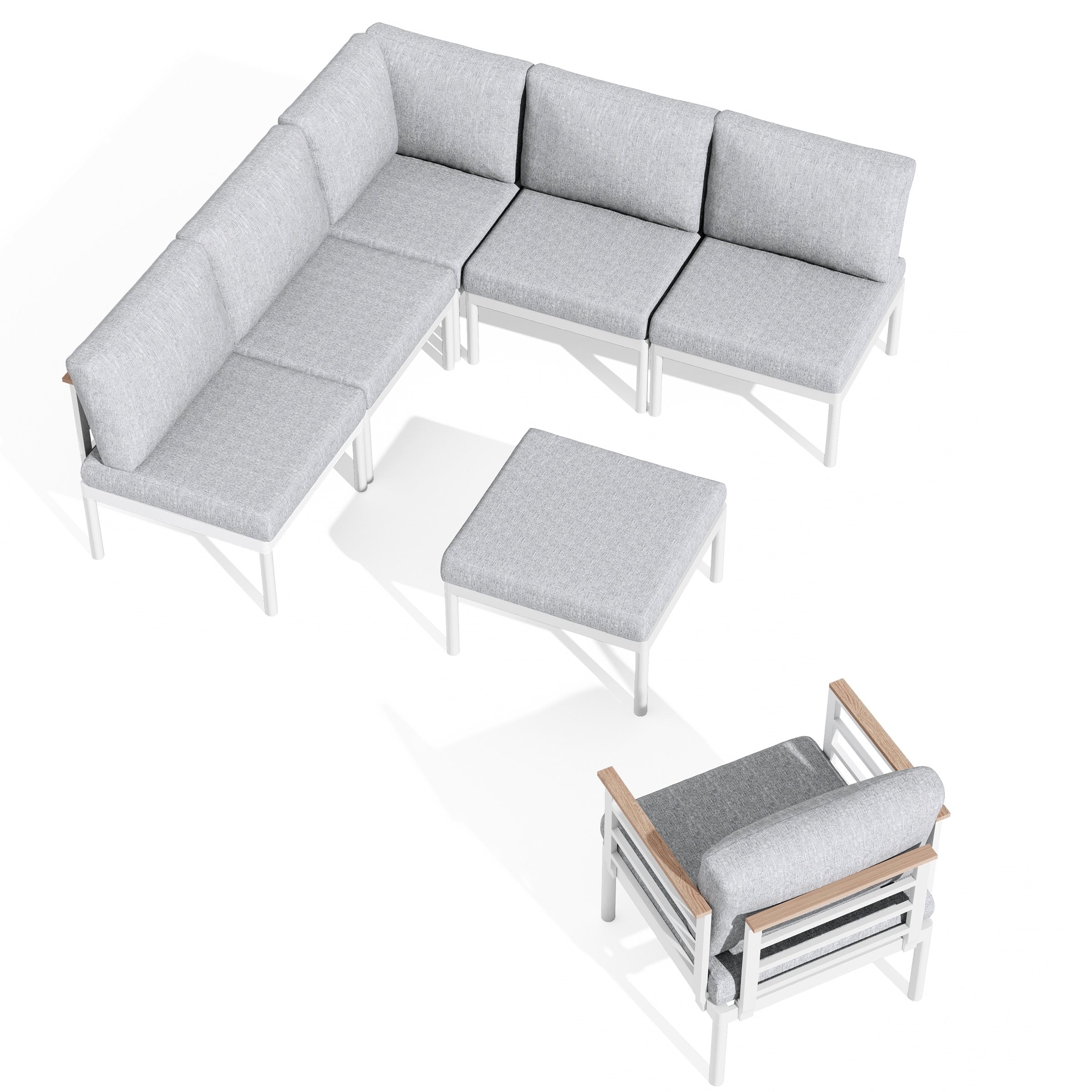 Ensemble de meubles de patio en aluminium 6/7/8 pièces Ensemble de conversation d'extérieur moderne Ensemble de canapé sectionnel