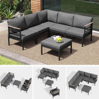Ensemble de meubles de patio en aluminium 6/7/8 pièces Ensemble de conversation d'extérieur moderne Ensemble de canapé sectionnel