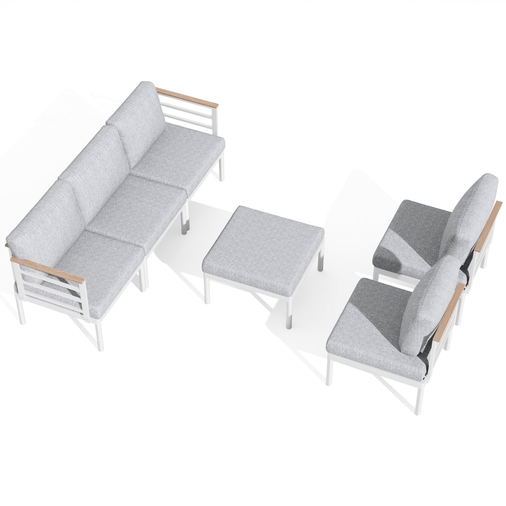 Ensemble de meubles de patio en aluminium 6/7/8 pièces Ensemble de conversation d'extérieur moderne Ensemble de canapé sectionnel