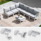 Ensemble de meubles de patio en aluminium 6/7/8 pièces Ensemble de conversation d'extérieur moderne Ensemble de canapé sectionnel