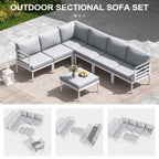 Ensemble de meubles de patio en aluminium 6/7/8 pièces Ensemble de conversation d'extérieur moderne Ensemble de canapé sectionnel