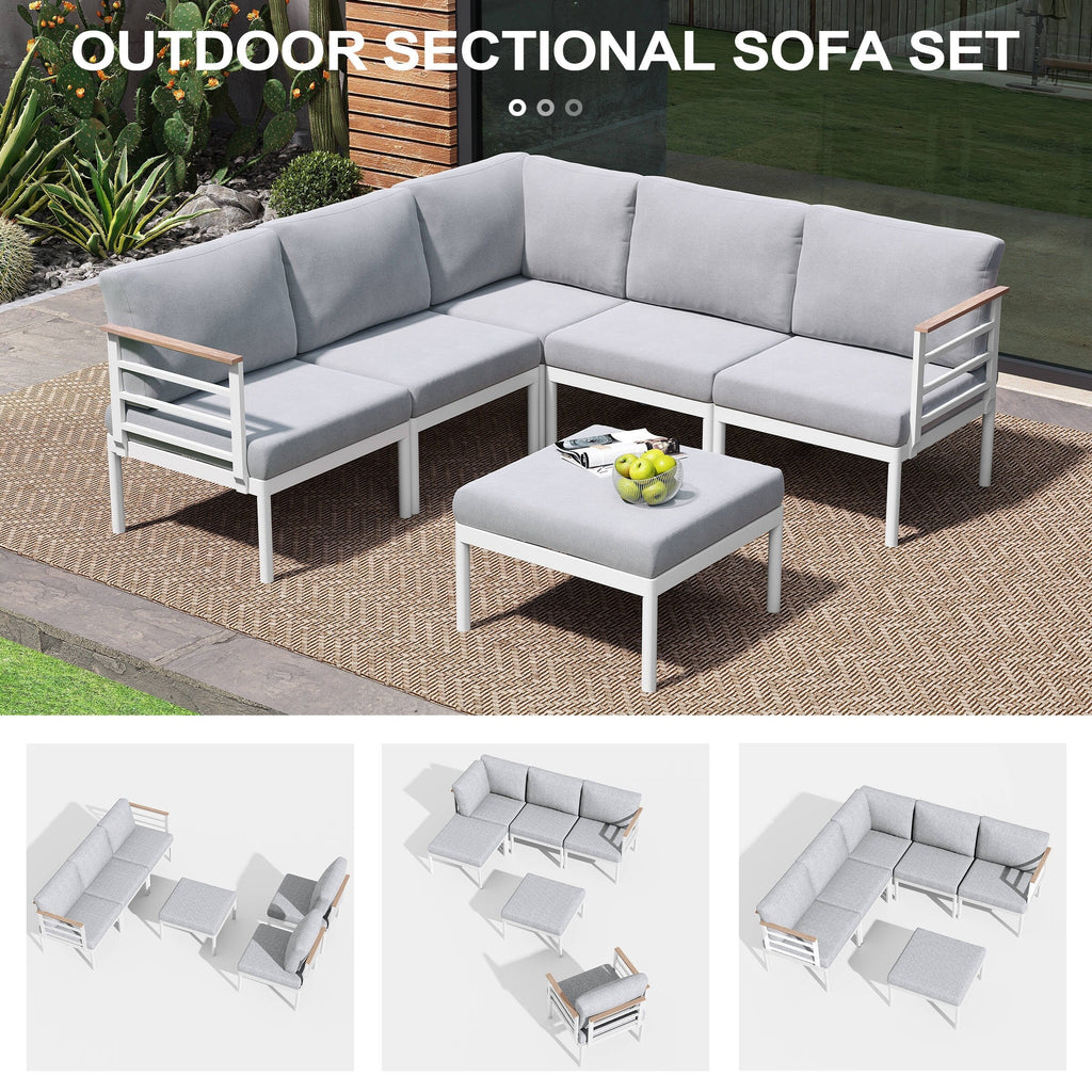 Ensemble de meubles de patio en aluminium 6/7/8 pièces Ensemble de conversation d'extérieur moderne Ensemble de canapé sectionnel