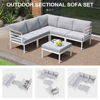 Ensemble de meubles de patio en aluminium 6/7/8 pièces Ensemble de conversation d'extérieur moderne Ensemble de canapé sectionnel