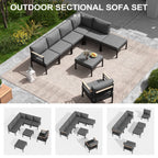 Ensemble de meubles de patio en aluminium 6/7/8 pièces Ensemble de conversation d'extérieur moderne Ensemble de canapé sectionnel