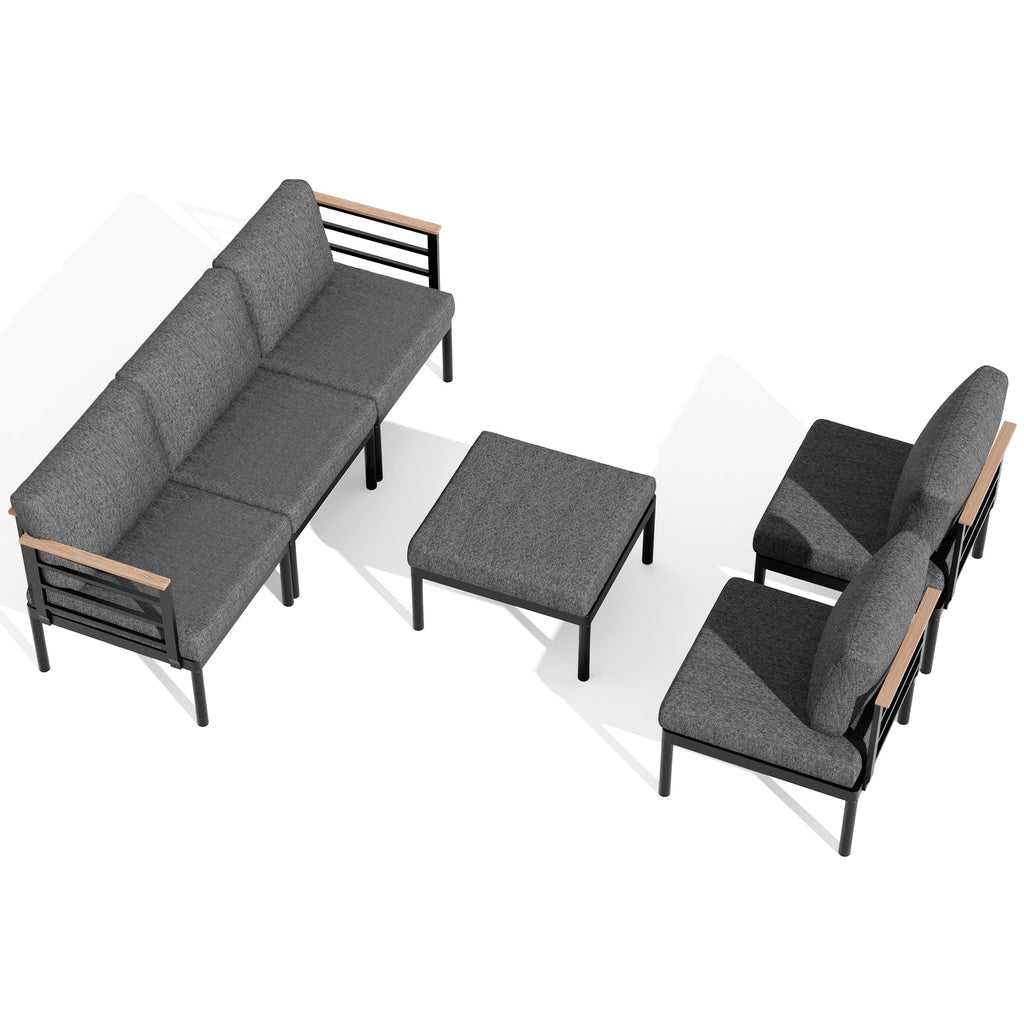 Ensemble de meubles de patio en aluminium 6/7/8 pièces Ensemble de conversation d'extérieur moderne Ensemble de canapé sectionnel