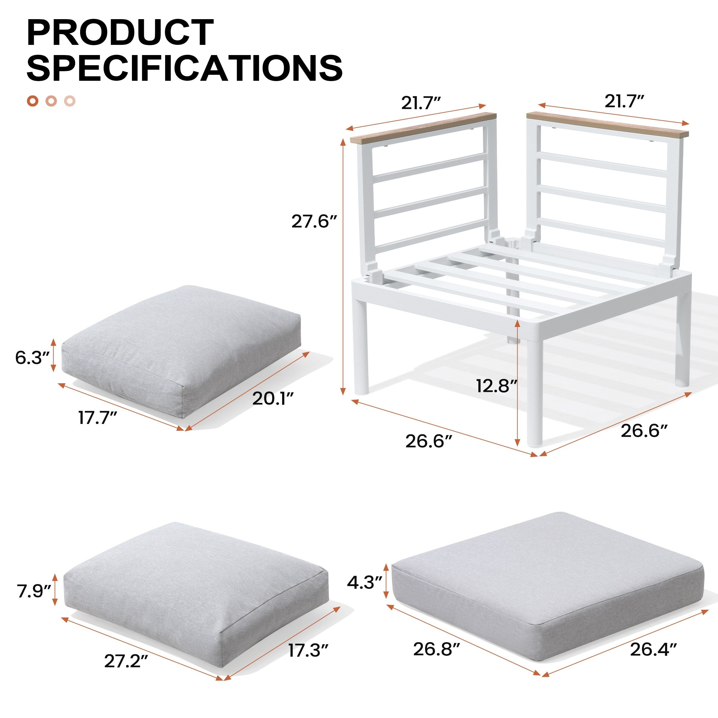 Ensemble de meubles de patio en aluminium 6/7/8 pièces Ensemble de conversation d'extérieur moderne Ensemble de canapé sectionnel