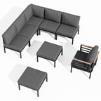 Ensemble de meubles de patio en aluminium 6/7/8 pièces Ensemble de conversation d'extérieur moderne Ensemble de canapé sectionnel