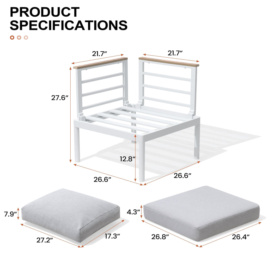 Ensemble de meubles de patio en aluminium 6/7/8 pièces Ensemble de conversation d'extérieur moderne Ensemble de canapé sectionnel