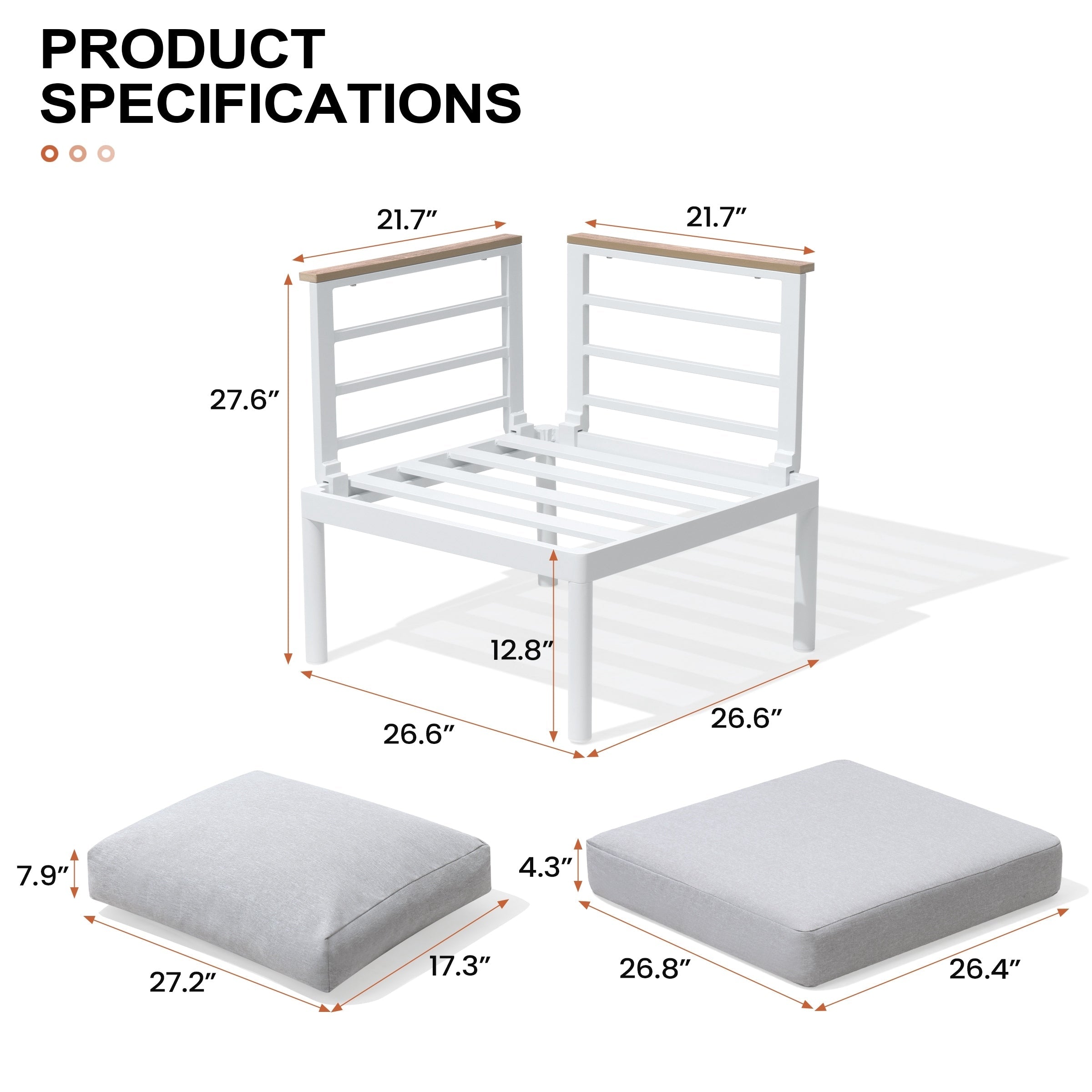 Ensemble de meubles de patio en aluminium 6/7/8 pièces Ensemble de conversation d'extérieur moderne Ensemble de canapé sectionnel