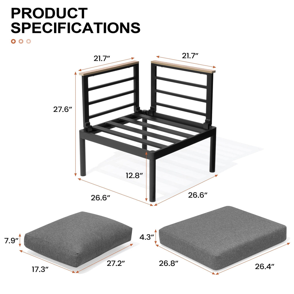 Ensemble de meubles de patio en aluminium 6/7/8 pièces Ensemble de conversation d'extérieur moderne Ensemble de canapé sectionnel