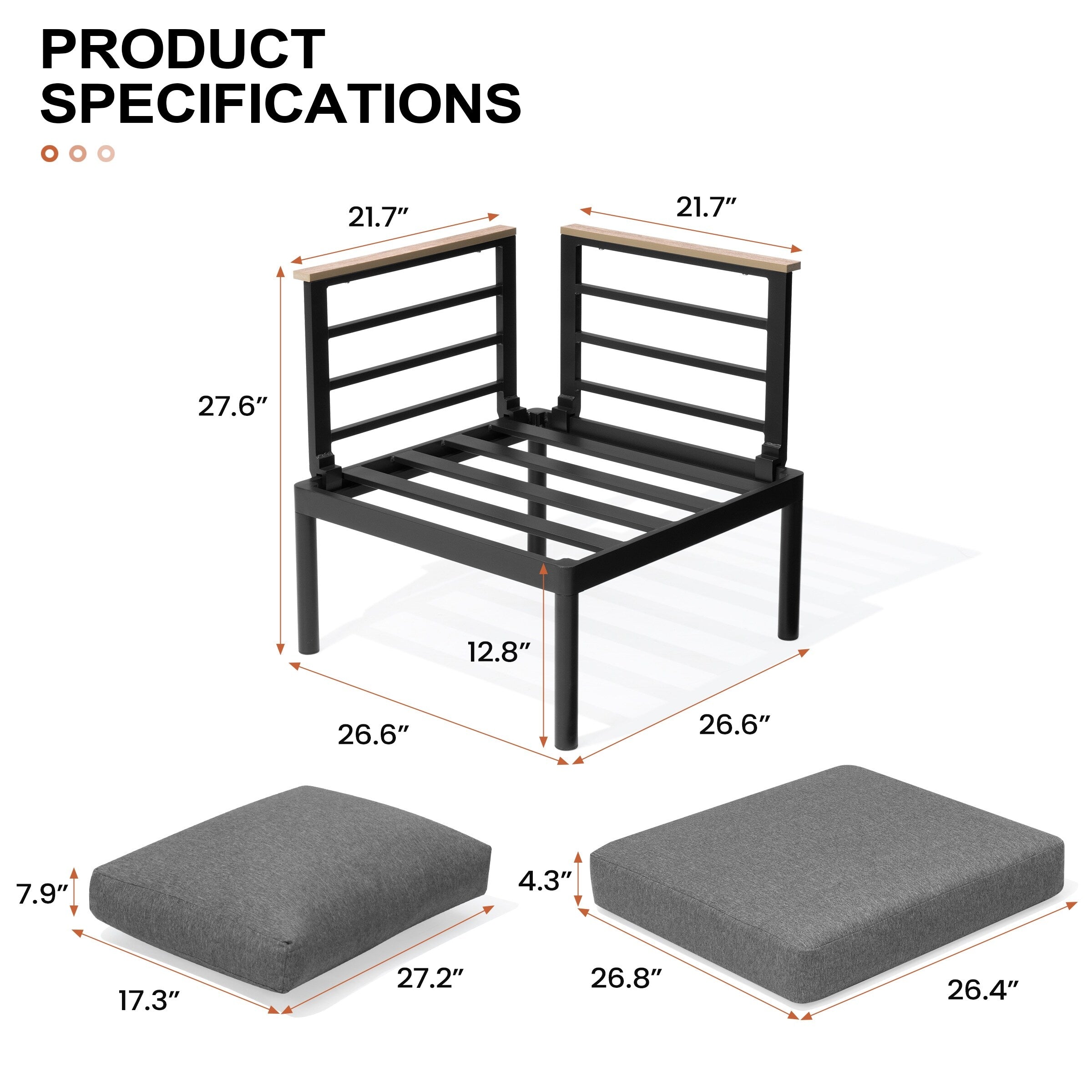 Ensemble de meubles de patio en aluminium 6/7/8 pièces Ensemble de conversation d'extérieur moderne Ensemble de canapé sectionnel
