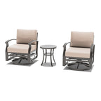 Ensemble de meubles de jardin en aluminium avec foyer, poufs, chaises pivotantes et canapé sectionnel avec coussins d'assise épais pour véranda et jardin