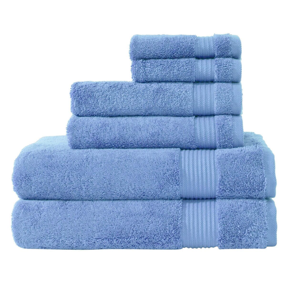 Lot de 6 serviettes de bain douces en coton turc de luxe Amadeus - Bleu sérénité