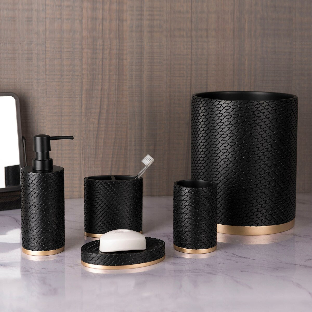 Corbeille à papier Amal - Noir/Or
