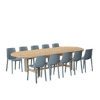Ensemble de salle à manger d'extérieur Amazonia 11 pièces en teck et résine