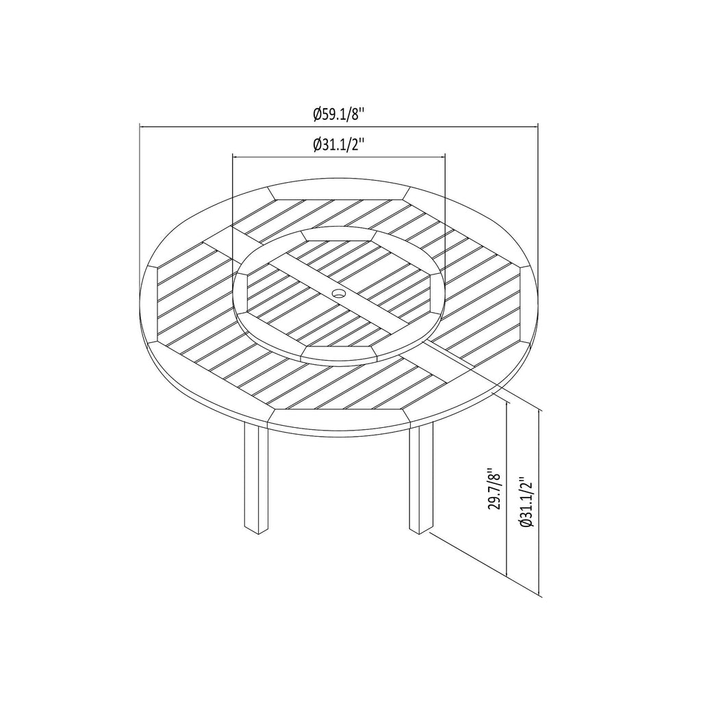 Ensemble de salle à manger d'extérieur Amazonia en bois FSC 7 pièces avec plateau tournant - 7 pièces - 7 pièces