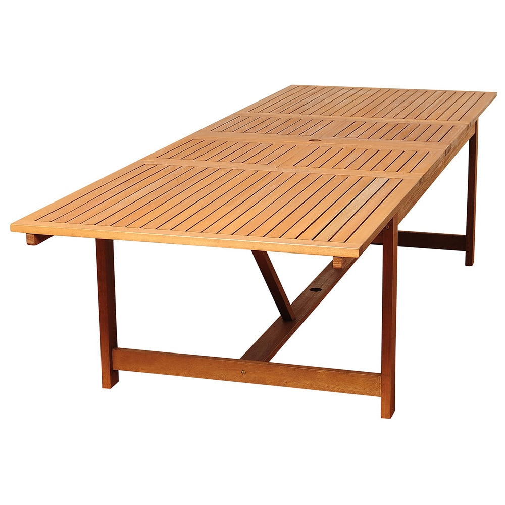 Ensemble de salle à manger extensible pour patio en bois FSC Amazonia Audrey, 11 pièces - 170 L x 100 l x 35 H