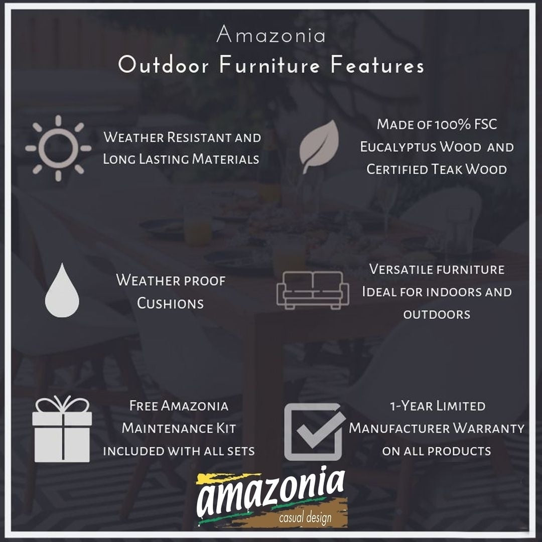 Ensemble de salle à manger rectangulaire 7 pièces en teck Amazonia Augusta - 7 pièces