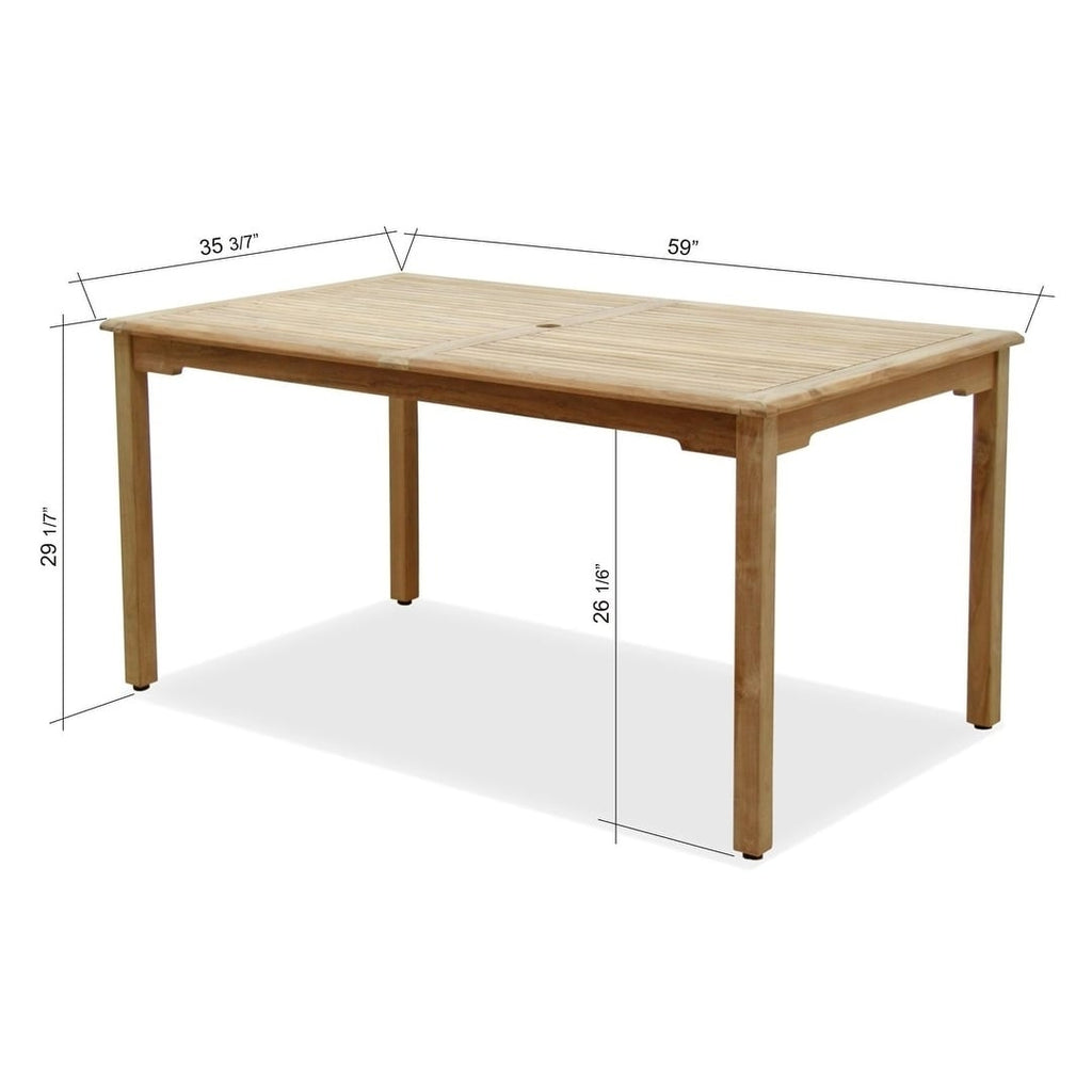 Ensemble de salle à manger rectangulaire 7 pièces en teck Amazonia Augusta - 7 pièces