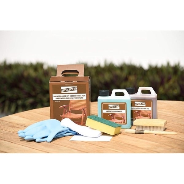 Ensemble de salle à manger rectangulaire Amazonia Deluxe Hawaii en bois et résine, 9 pièces