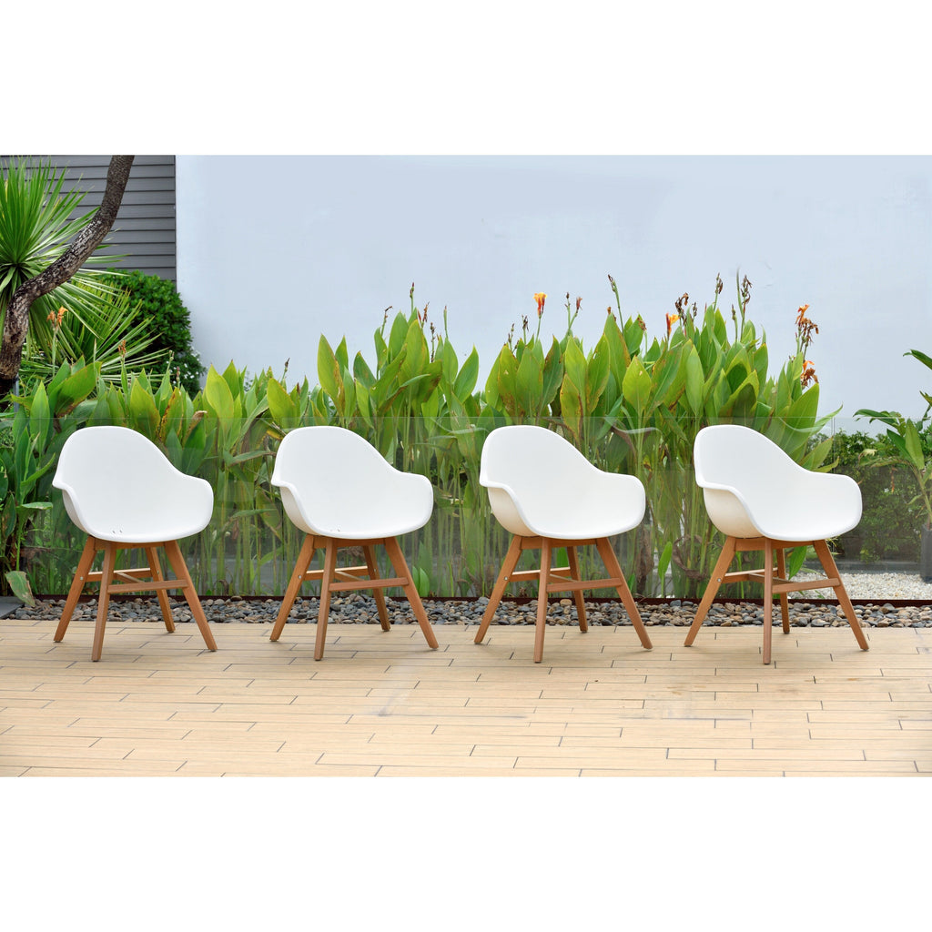 Ensemble de salle à manger rectangulaire Amazonia Deluxe Hawaii en bois et résine, 9 pièces