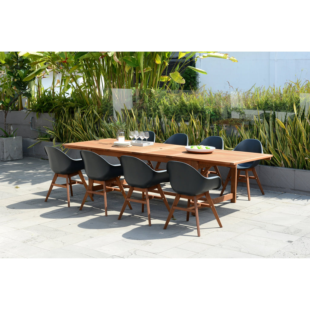 Ensemble de salle à manger rectangulaire Amazonia Deluxe Hawaii en bois et résine, 9 pièces