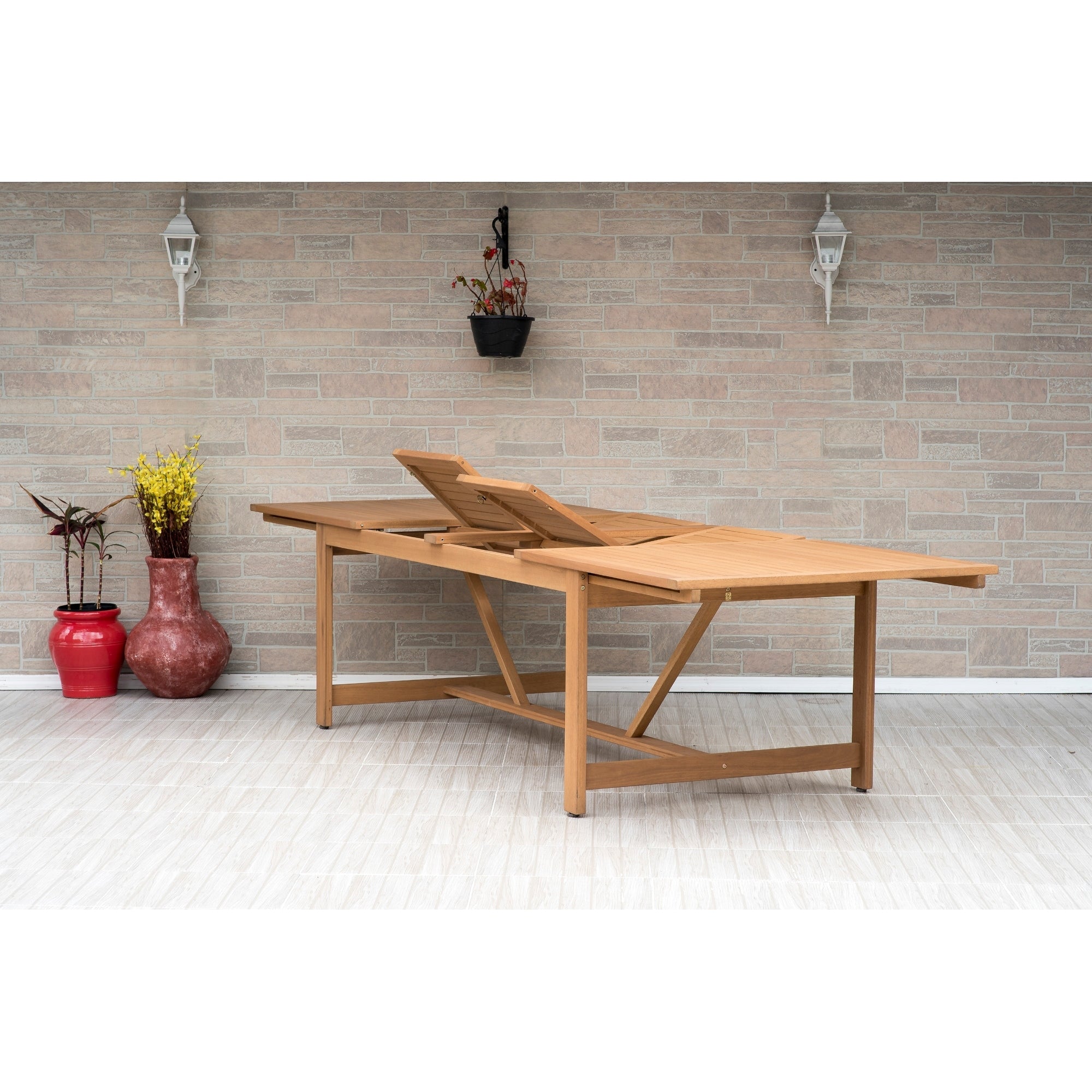 Ensemble de salle à manger rectangulaire Amazonia Deluxe Hawaii en bois et résine, 9 pièces