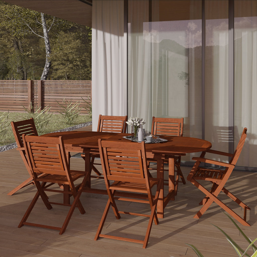 Ensemble de salle à manger extensible Amazonia 7 pièces pour patio