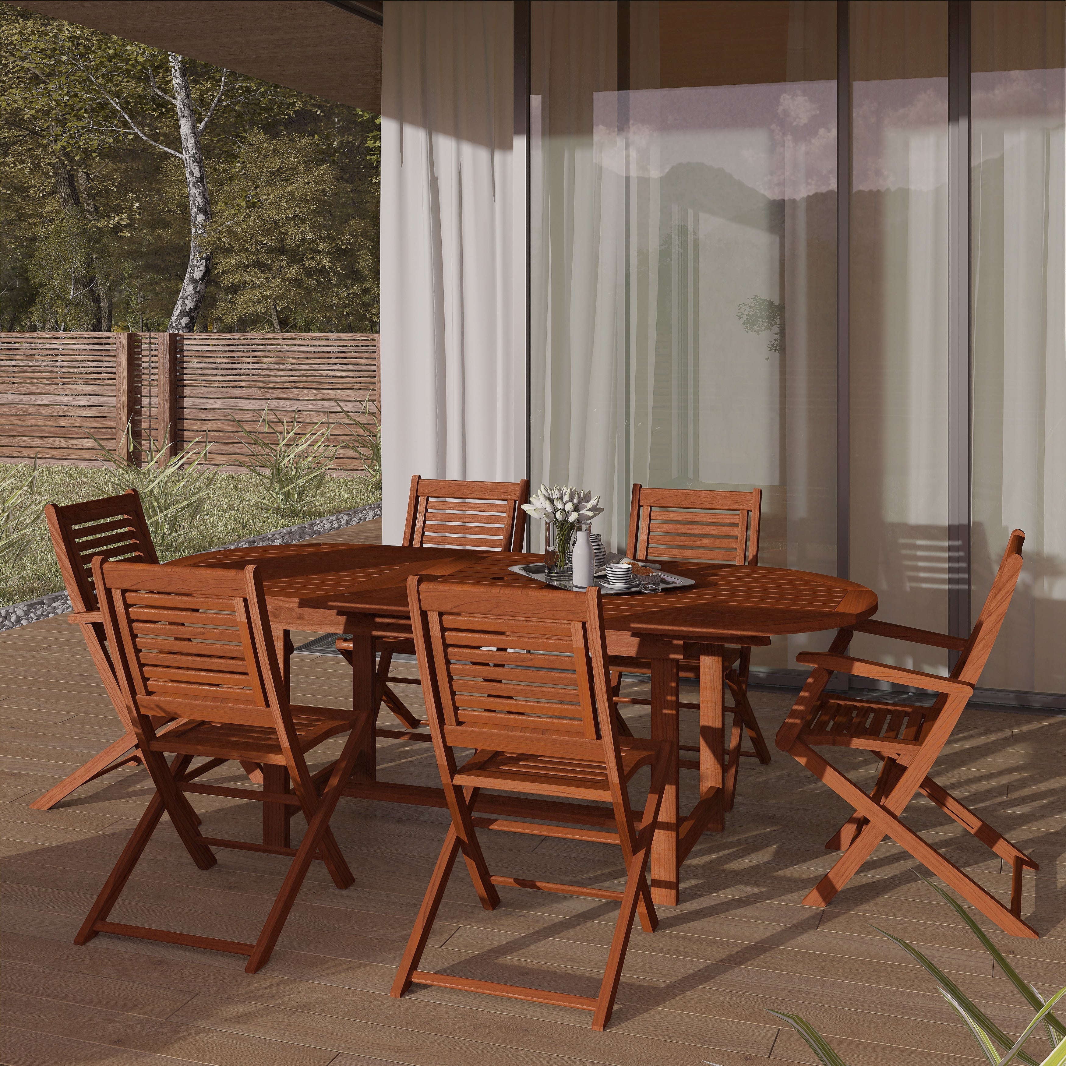 Ensemble de salle à manger extensible Amazonia 7 pièces pour patio