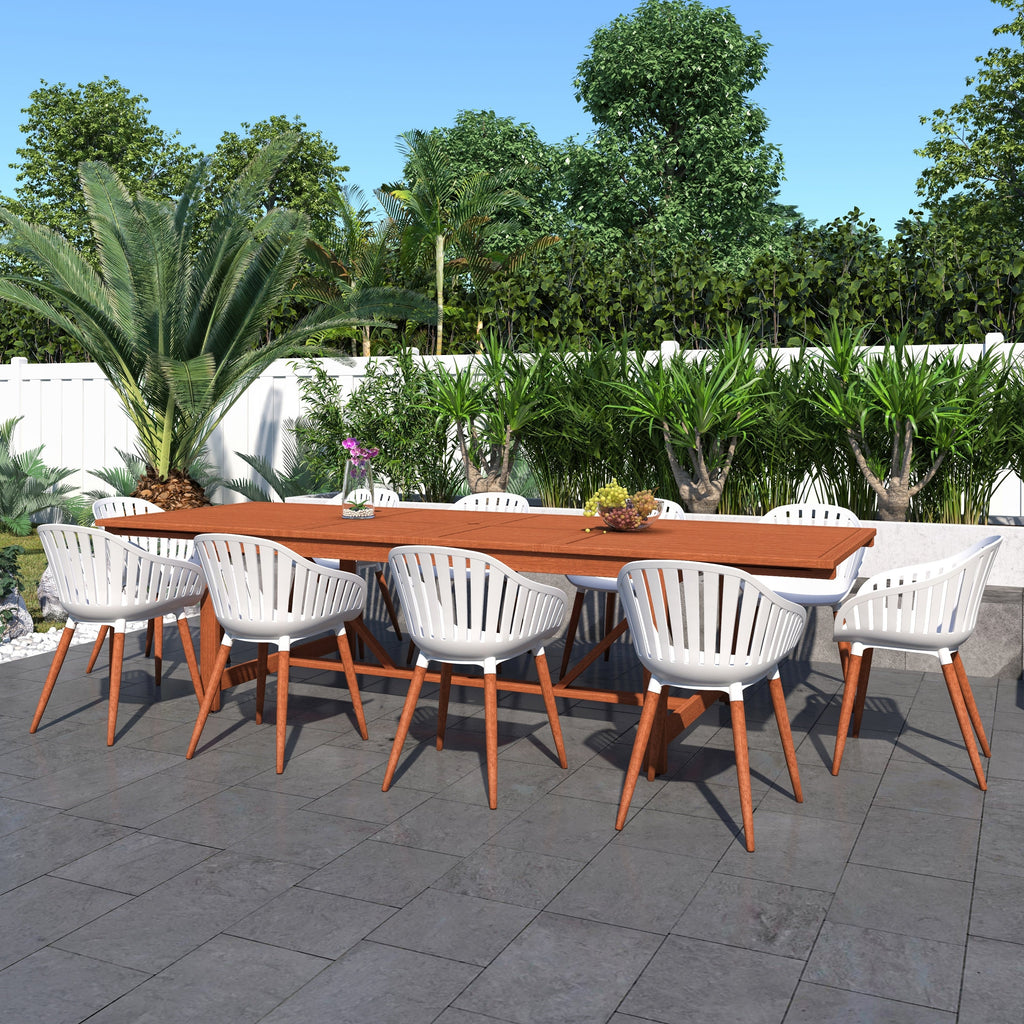 Ensemble de salle à manger d'extérieur en bois certifié FSC Amazonia Myers, 11 pièces