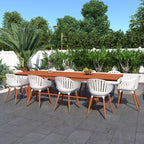 Ensemble de salle à manger d'extérieur en bois certifié FSC Amazonia Myers, 11 pièces