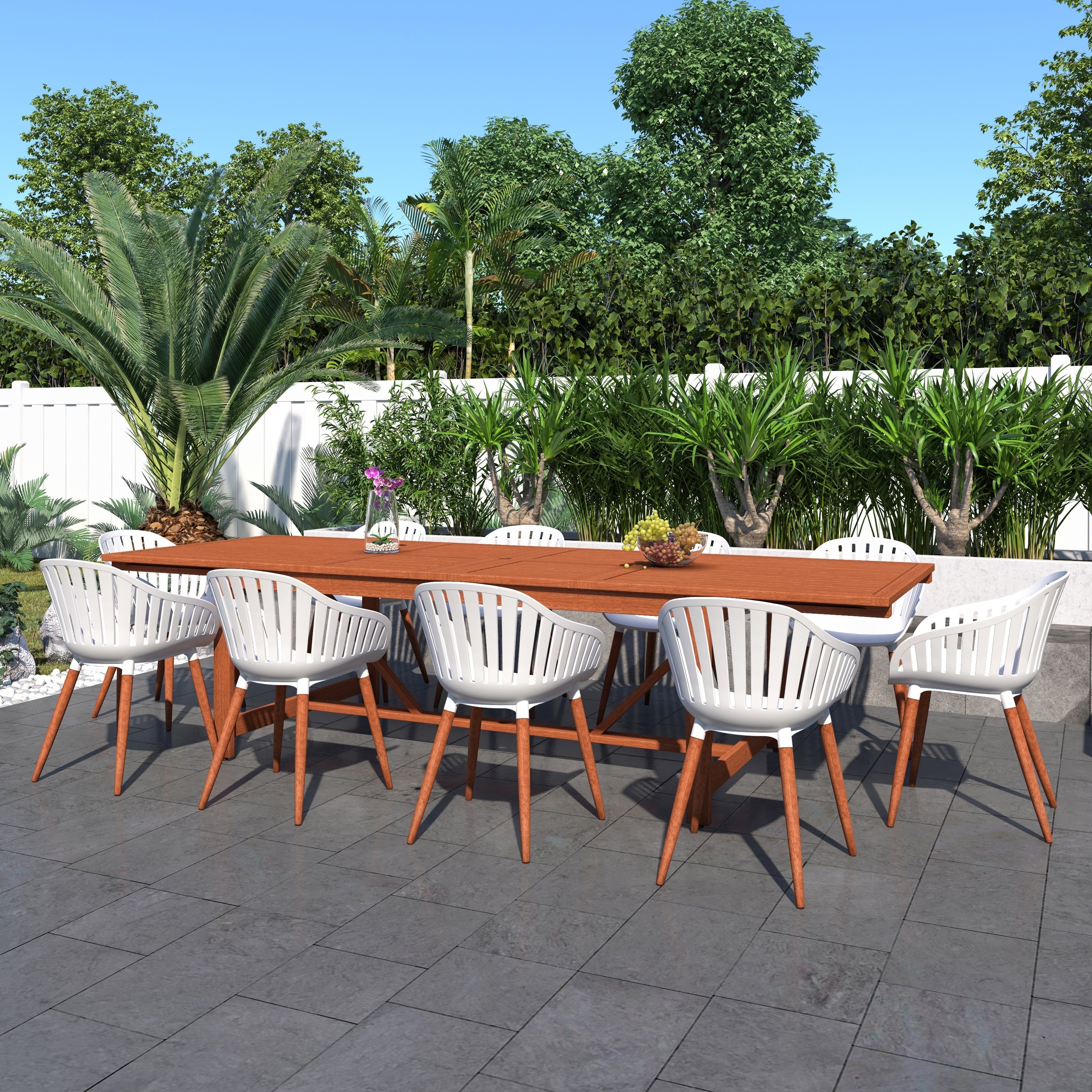 Ensemble de salle à manger d'extérieur en bois certifié FSC Amazonia Myers, 11 pièces