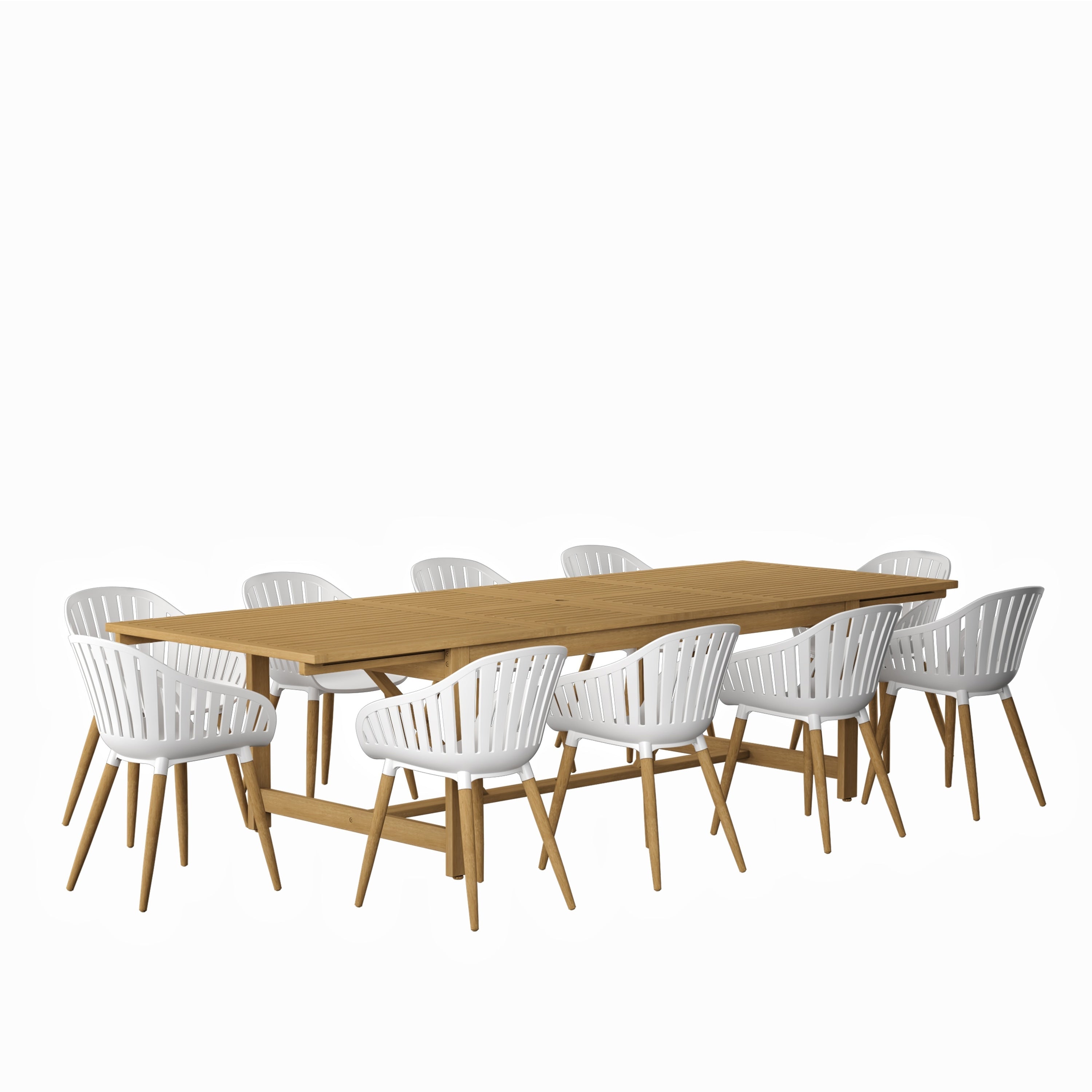 Ensemble de salle à manger d'extérieur en bois certifié FSC Amazonia Myers, 11 pièces