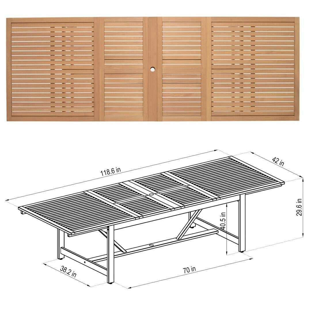 Ensemble de salle à manger d'extérieur en bois certifié FSC Amazonia Myers, 11 pièces