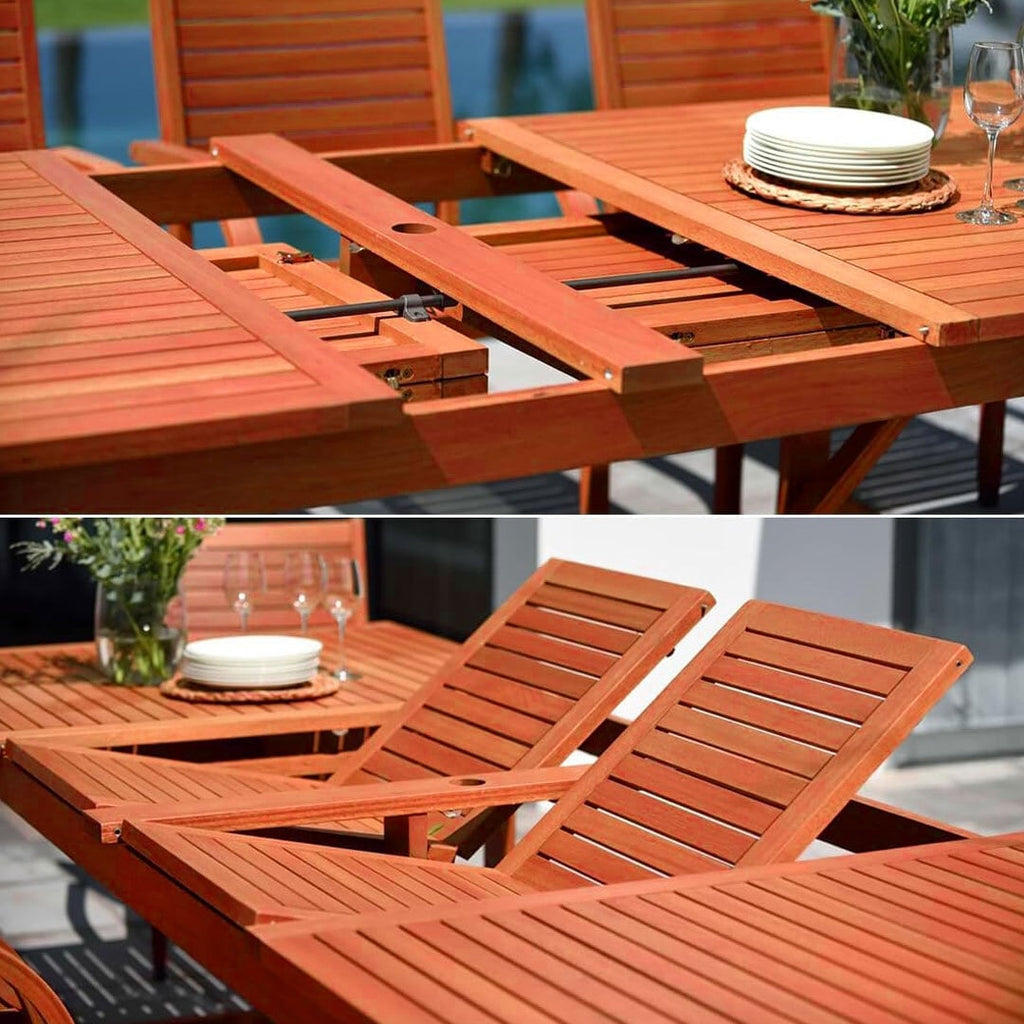 Ensemble de salle à manger d'extérieur en bois certifié FSC Amazonia Myers, 11 pièces