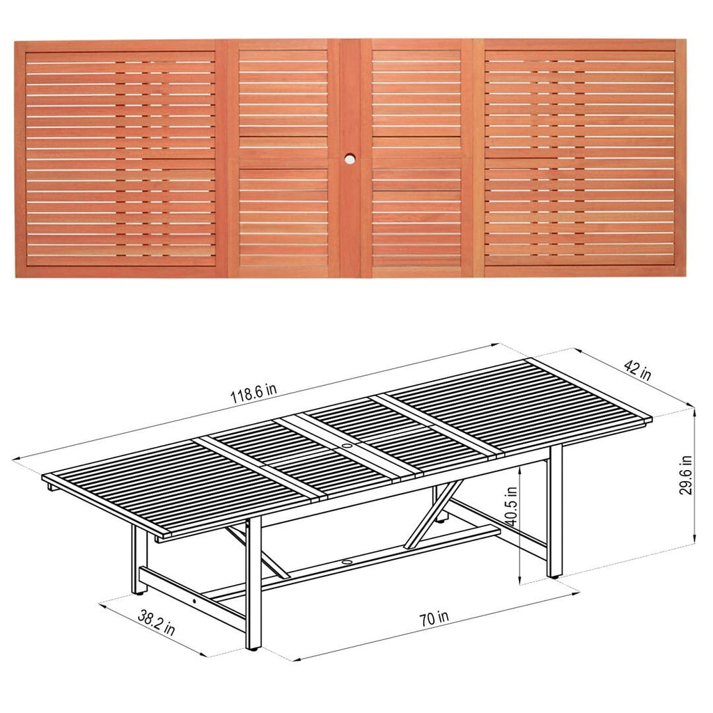 Ensemble de salle à manger d'extérieur en bois certifié FSC Amazonia Myers, 11 pièces