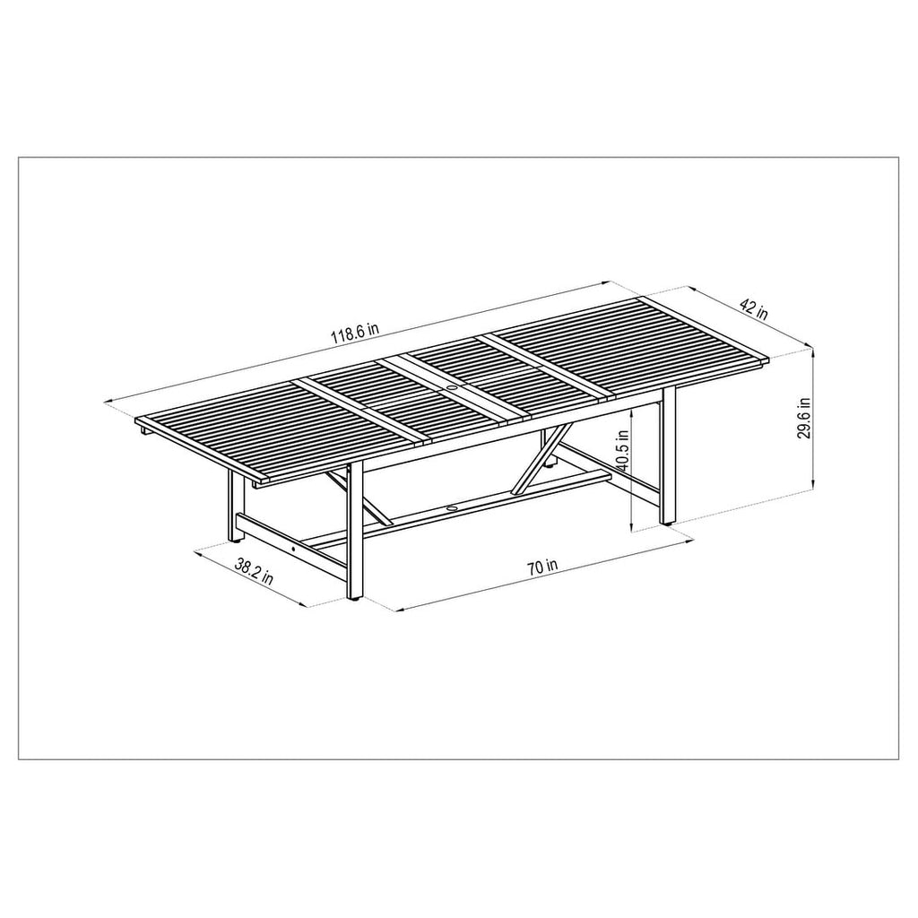 Ensemble de salle à manger extensible pour patio extérieur en bois certifié FSC Amazonia Nadia