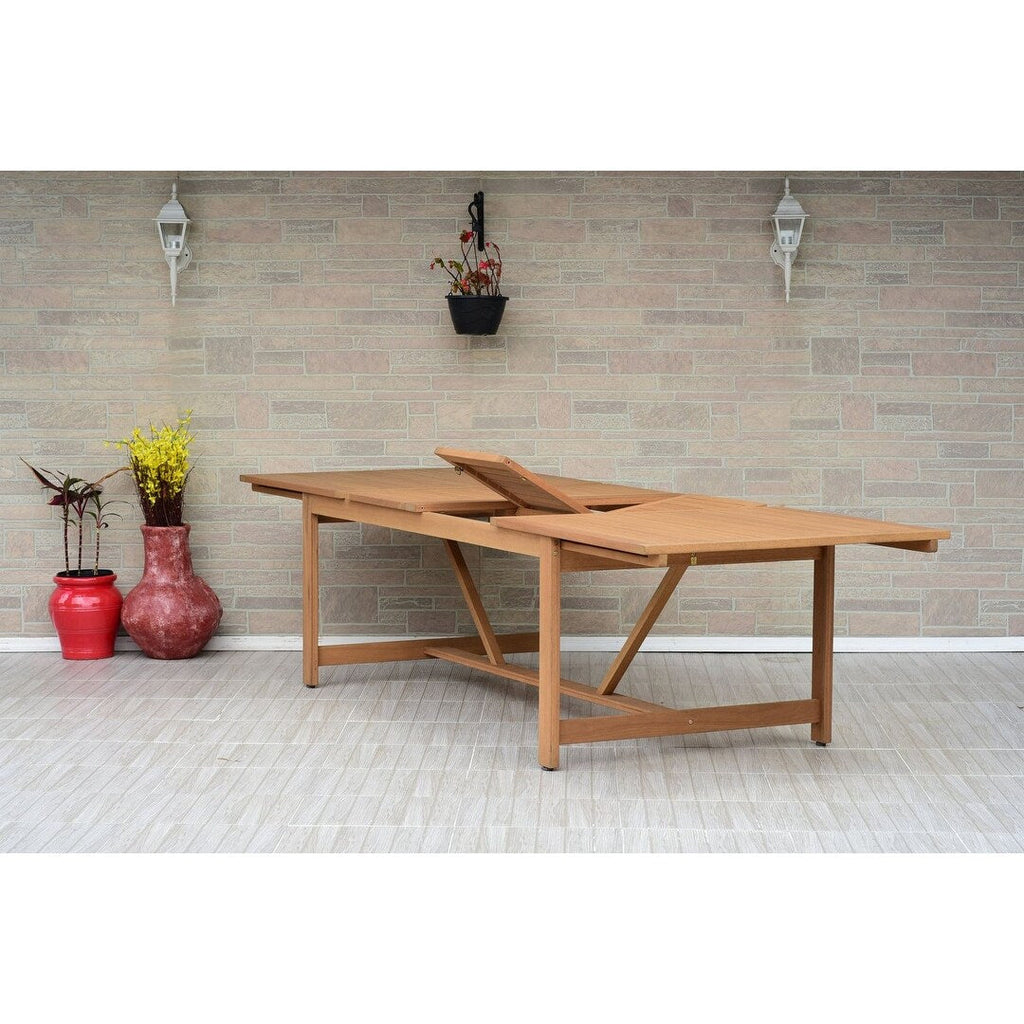 Ensemble de salle à manger extensible pour patio extérieur en bois certifié FSC Amazonia Nadia