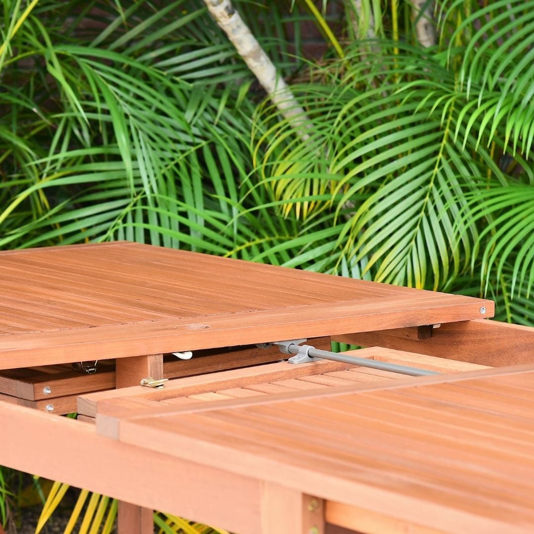 Ensemble de salle à manger extensible pour patio extérieur en bois certifié FSC Amazonia Nadia