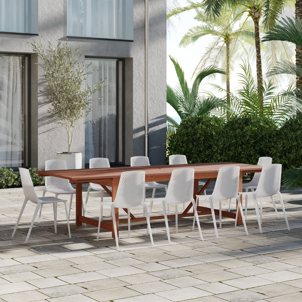 Ensemble de salle à manger d'extérieur Amazonia Macker 11 pièces en bois certifié FSC