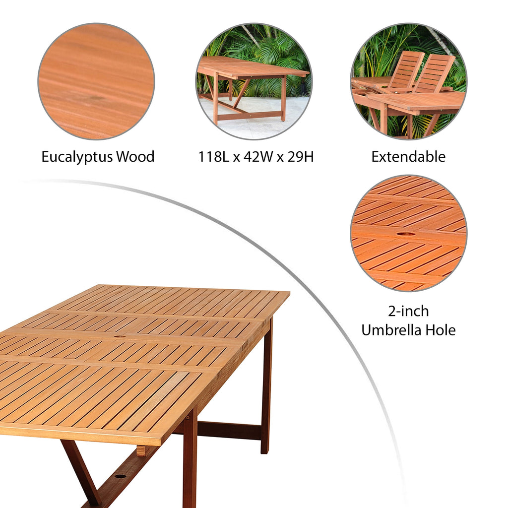 Ensemble de salle à manger d'extérieur Amazonia Macker 11 pièces en bois certifié FSC