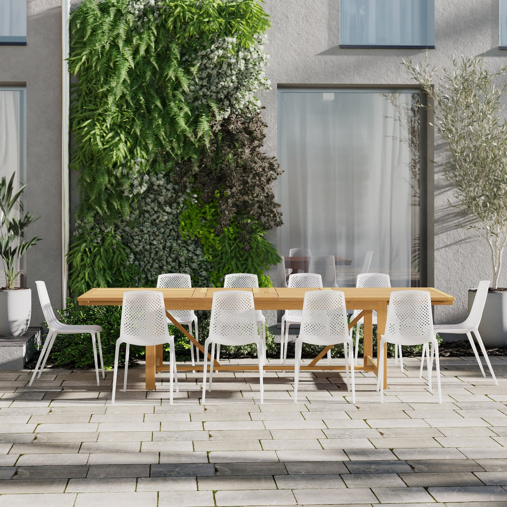 Ensemble de salle à manger d'extérieur Amazonia Macker 11 pièces en bois certifié FSC