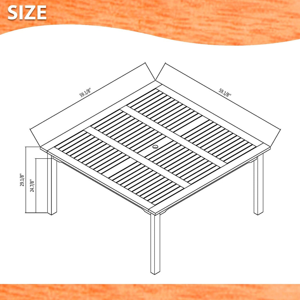 Ensemble de salle à manger d'extérieur Amazonia Piccola en bois FSC, 7 pièces