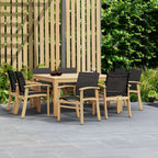 Ensemble de salle à manger d'extérieur en teck Amazonia Luna, 9 pièces