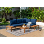 Ensemble de salon de jardin George en corde et bois, finition teck Amazonia