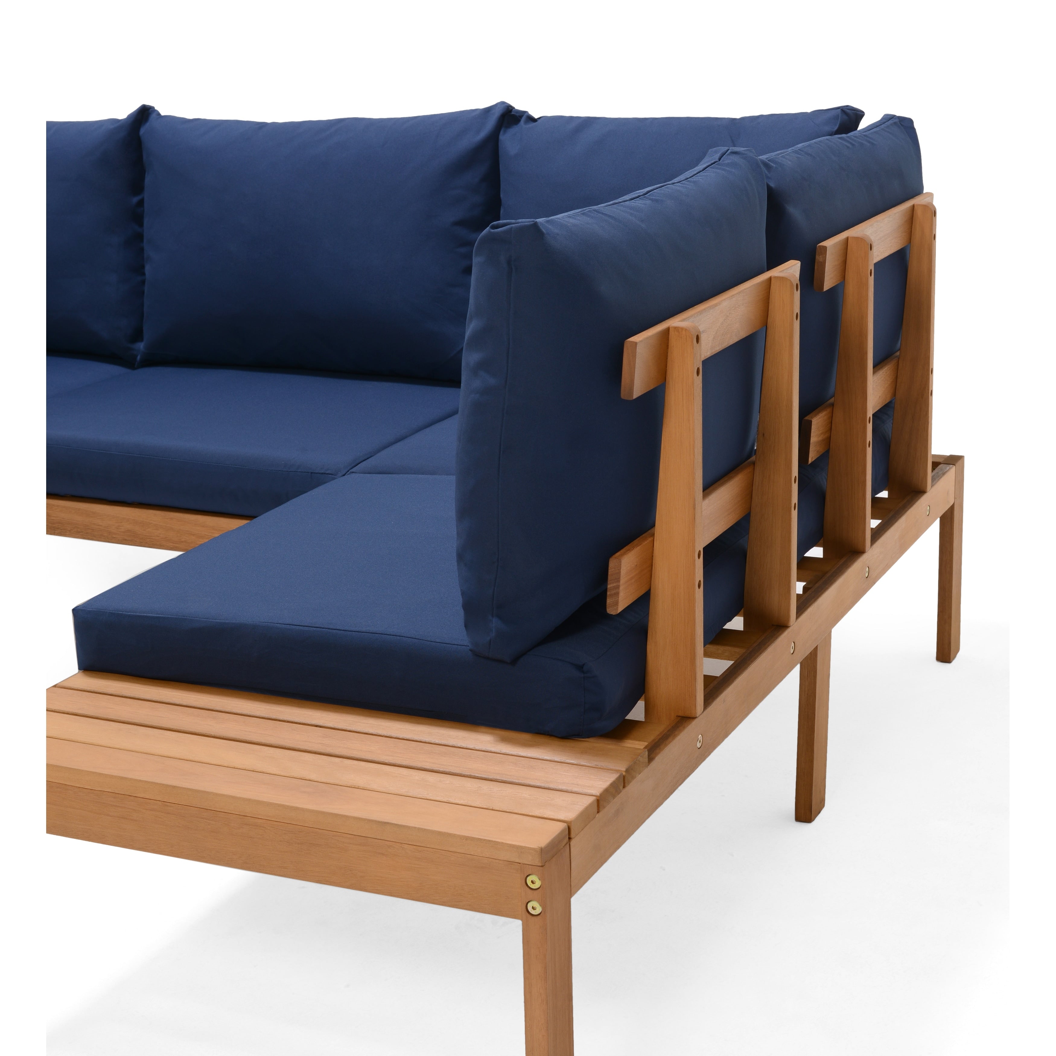 Ensemble de salon de jardin George en corde et bois, finition teck Amazonia