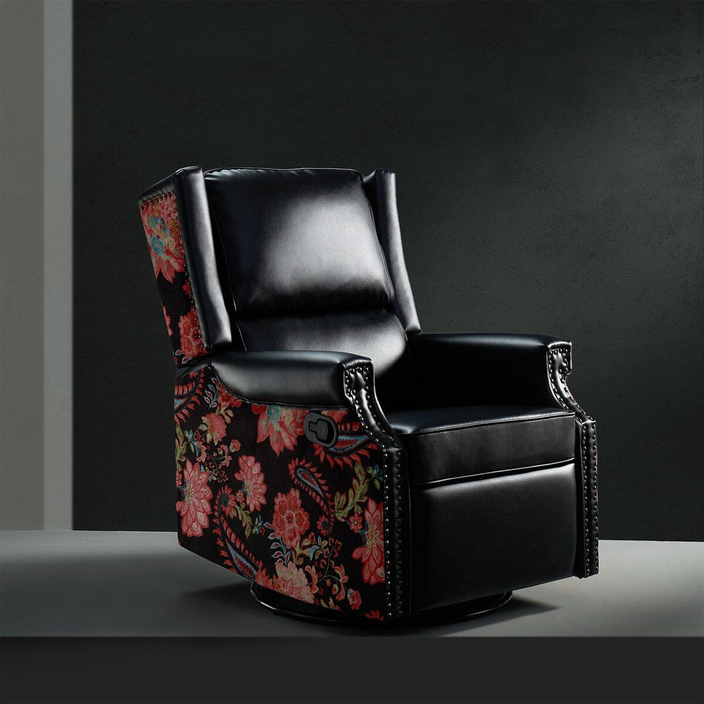 Fauteuil inclinable pivotant Amelia en similicuir avec coutures florales par HULALA HOME