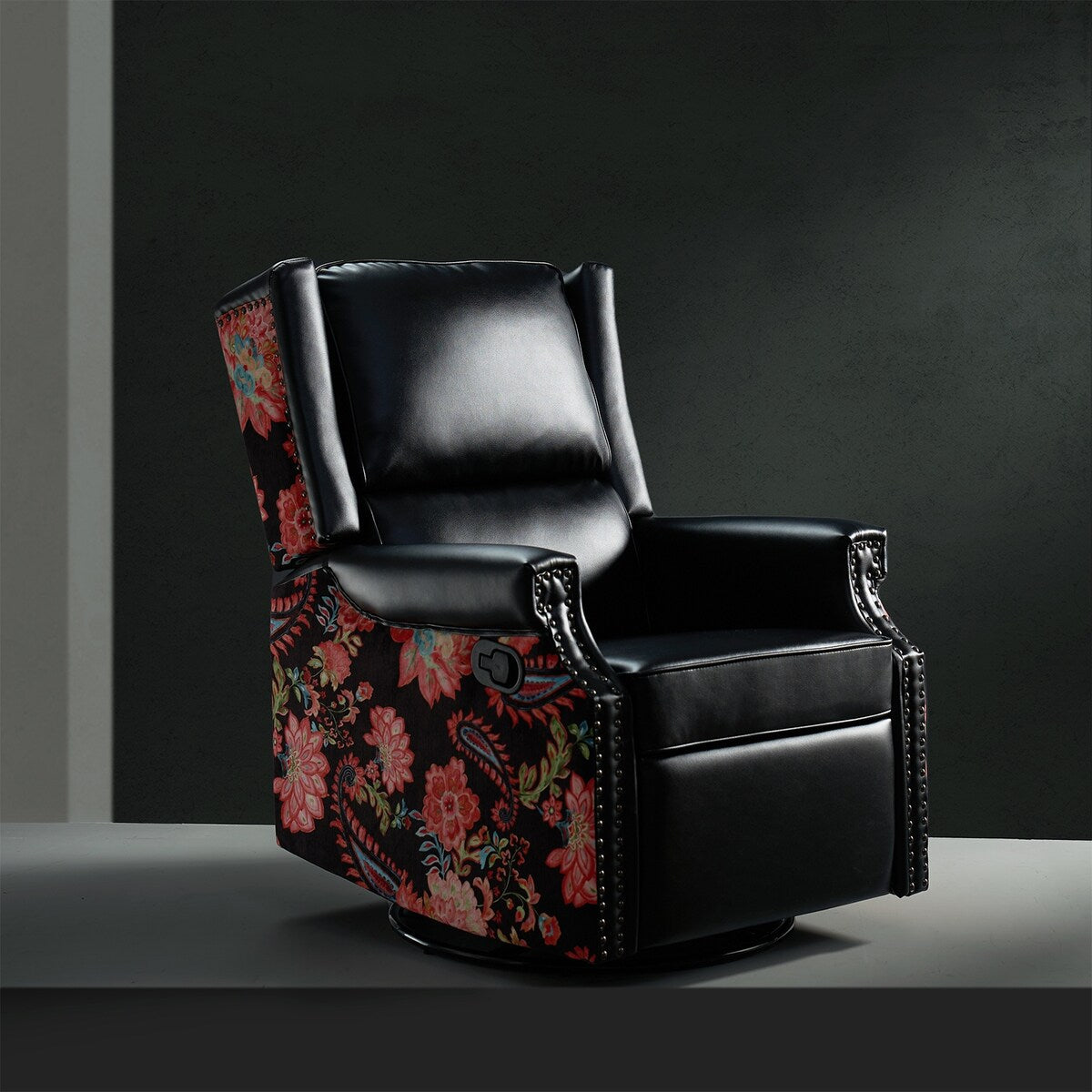 Fauteuil inclinable pivotant Amelia en similicuir avec coutures florales par HULALA HOME