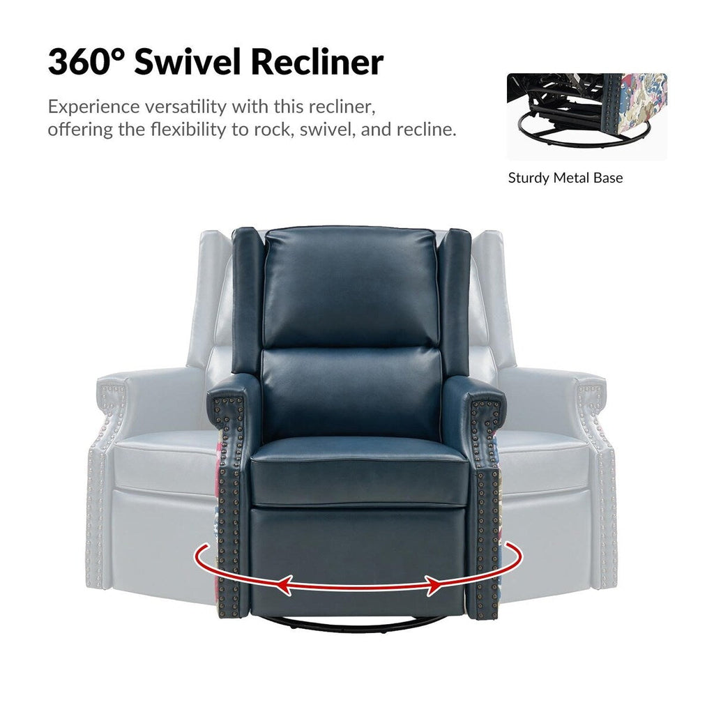 Fauteuil inclinable pivotant Amelia en similicuir avec coutures florales par HULALA HOME